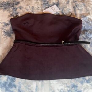 Zara Elegant burgundy Strapless top.